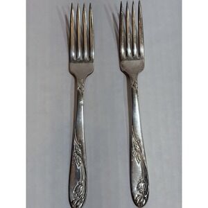 Set of 2 National Silver Co silver plate plus overlay dinner forks